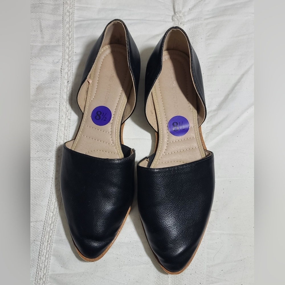 Adrienne Vitadini Black Open Side Slip On Shoes